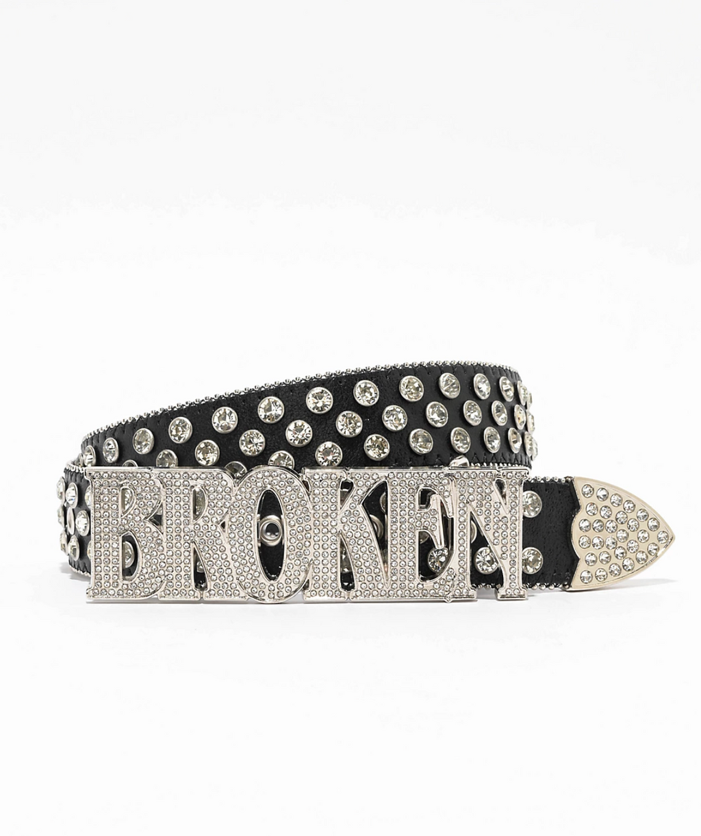 Broken Rhinestone Belt Black – Broken Promises Co