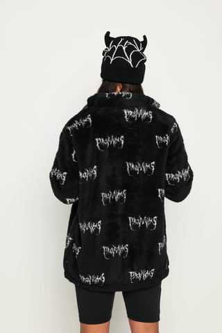 Graveyard Fleece Fuzzy Jacket Black