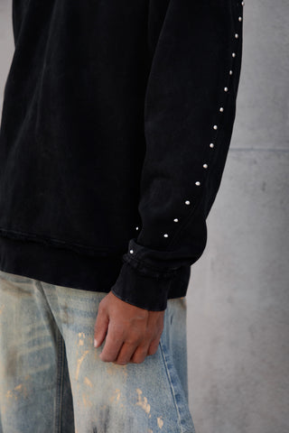 Adorned Crew Neck Sweatshirt Washed Black