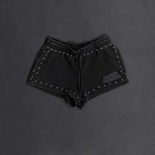 Adorned Studded Black Shorts