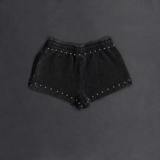 Adorned Studded Black Shorts