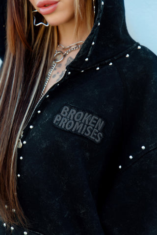 Adorned Washed Black Hoodie