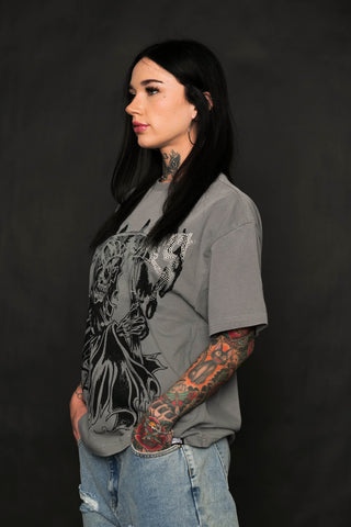 Agony Grey Rhinestone Boxy Tee