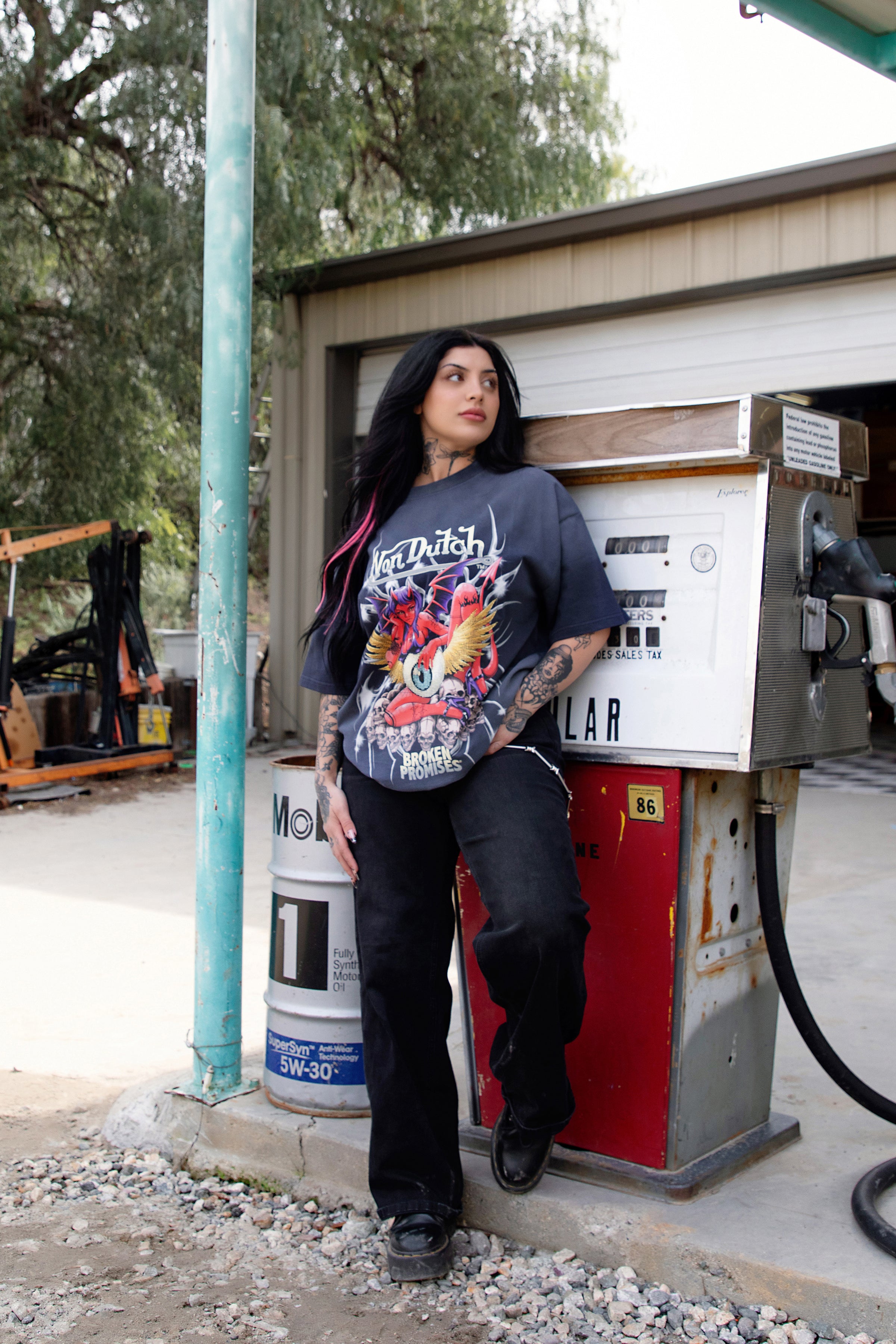 BP X Von Dutch Devilish Charm Rhinestoned Tee
