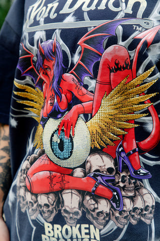 BP X Von Dutch Devilish Charm Rhinestoned Tee