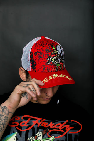 BP x Ed Hardy Blood Ties Trucker Hat Red