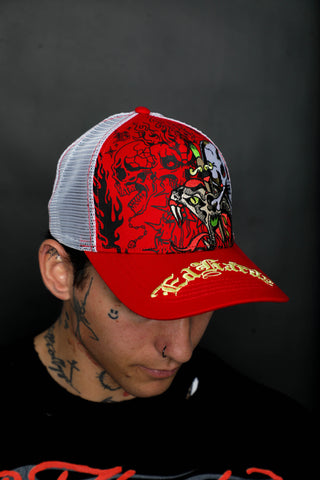 BP x Ed Hardy Blood Ties Trucker Hat Red