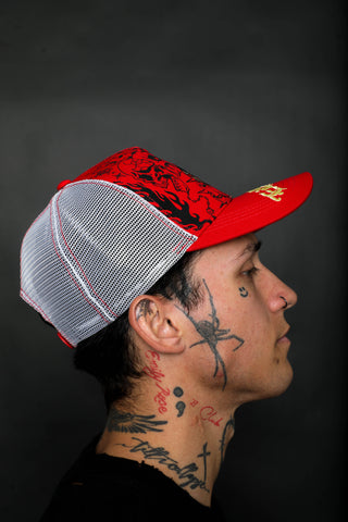 BP x Ed Hardy Blood Ties Trucker Hat Red
