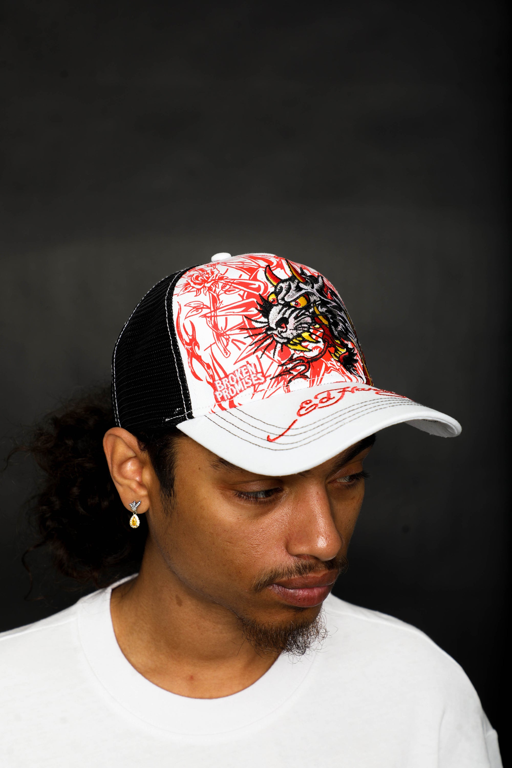 BP x Ed Hardy Forever Fades Trucker Hat White/Black