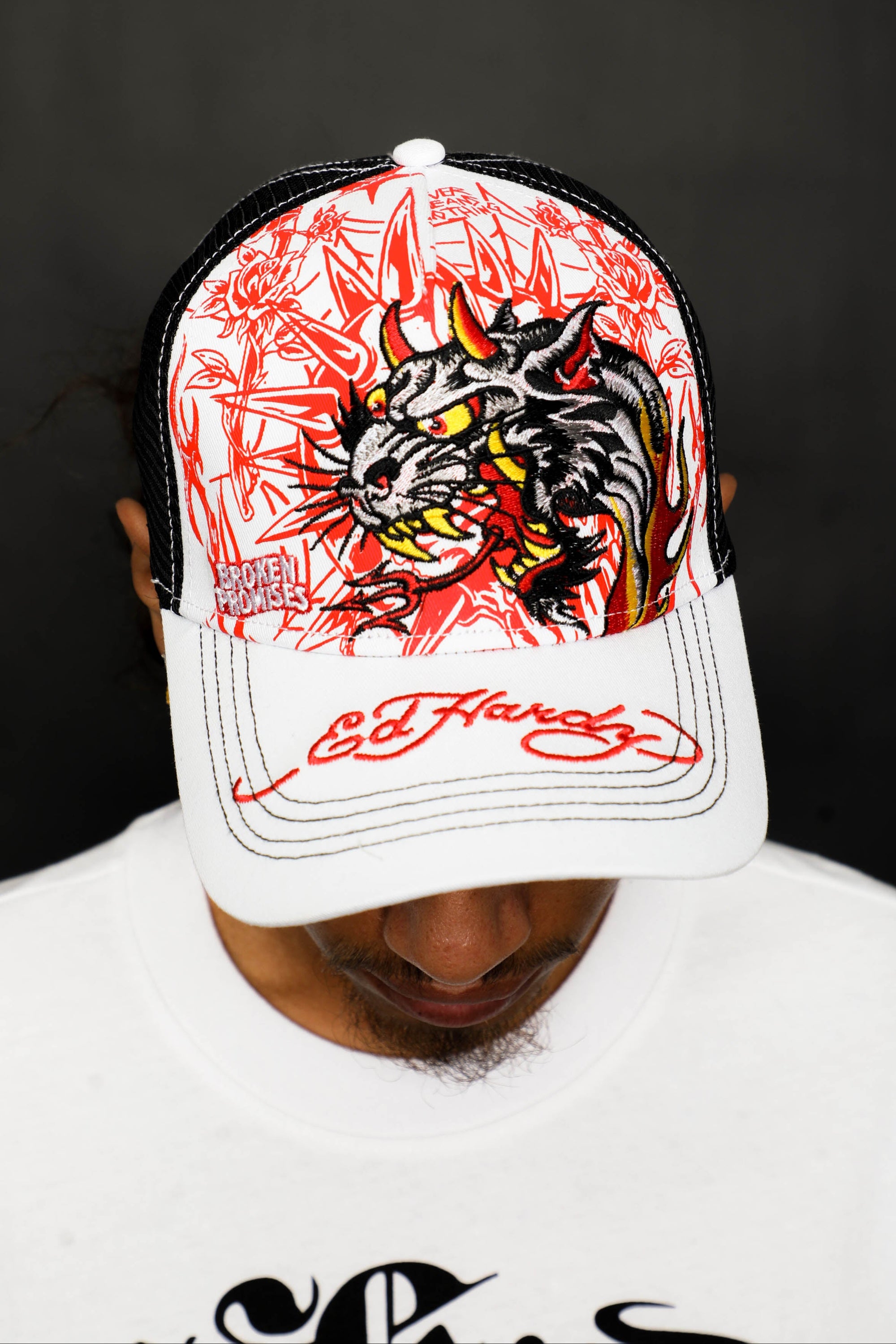 BP x Ed Hardy Forever Fades Trucker Hat White/Black