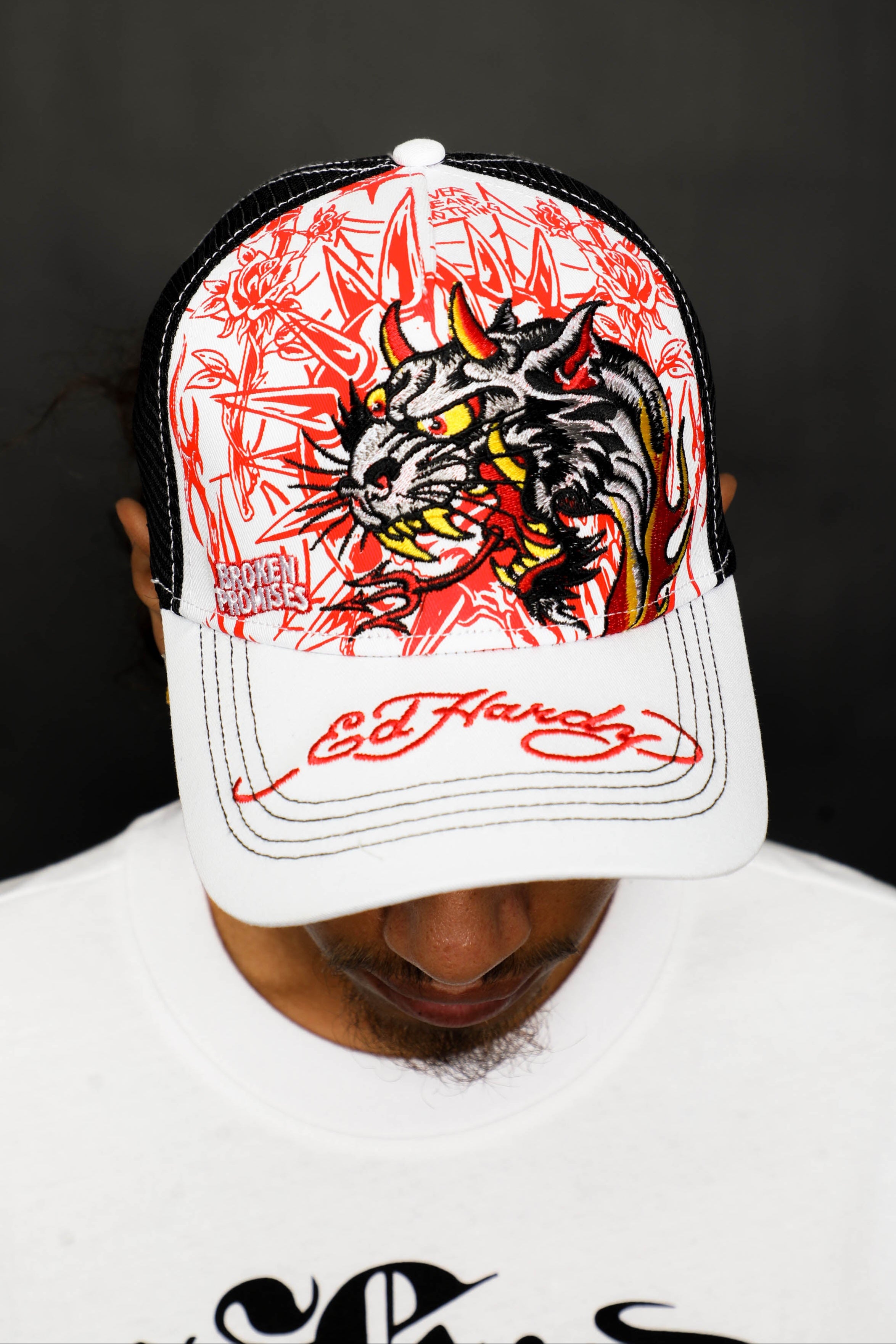 BP x Ed Hardy Forever Fades Trucker Hat White/Black