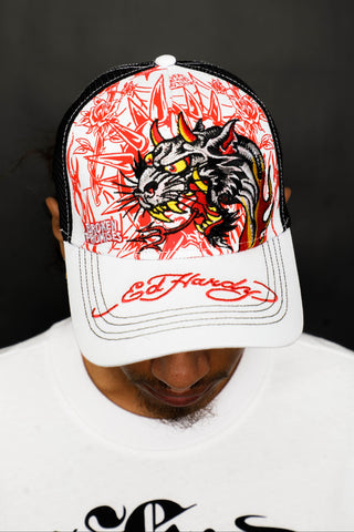 BP x Ed Hardy Forever Fades Trucker Hat White/Black