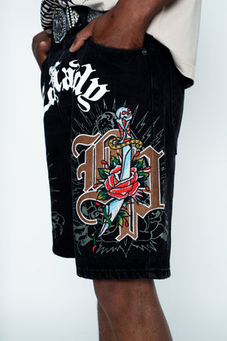 BP x Ed Hardy Love Scars Denim Short