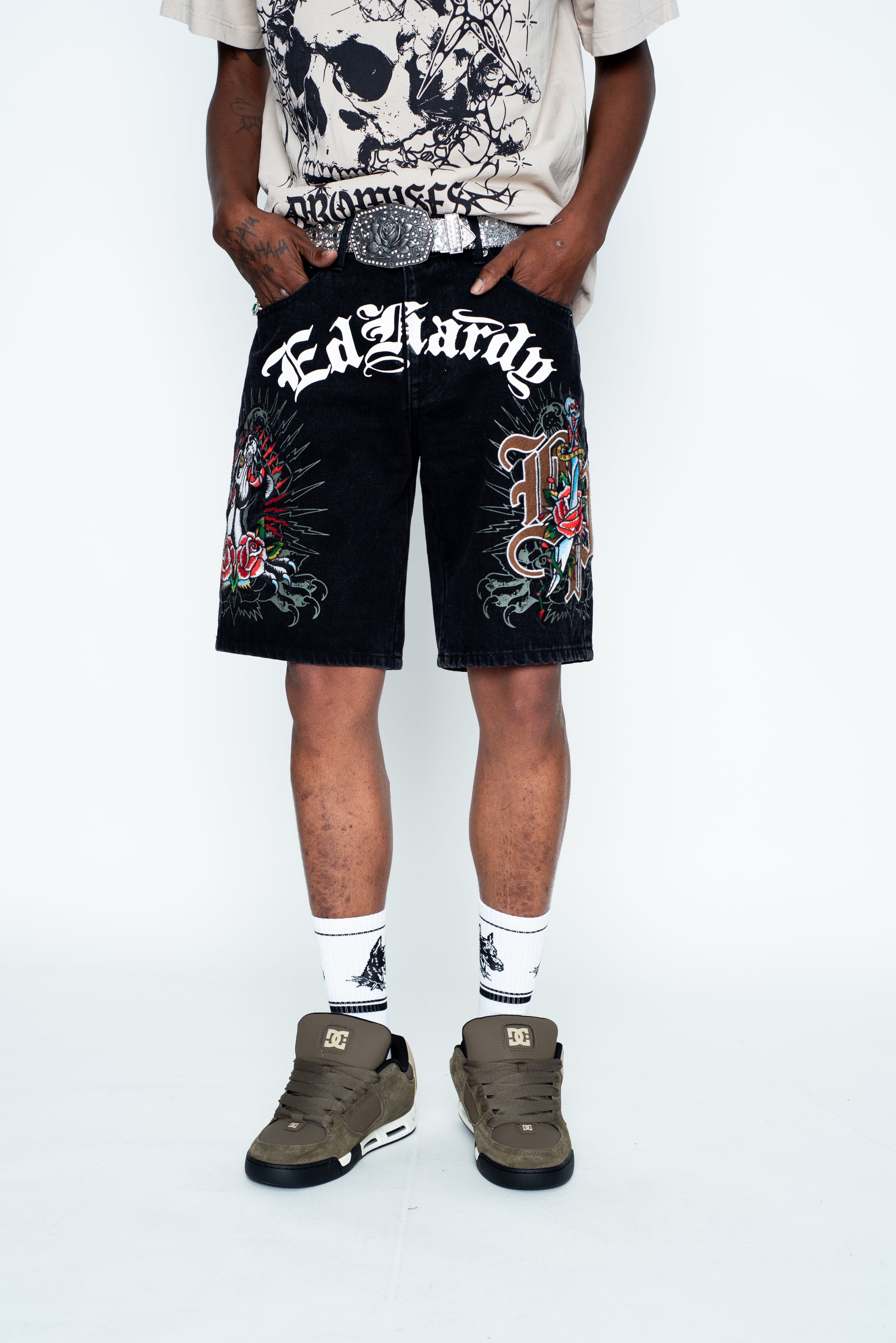 BP x Ed Hardy Love Scars Denim Short