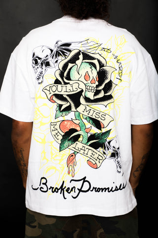 BP x Ed Hardy Rhinestone Miss Me Later Tee White