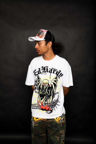 BP x Ed Hardy Rhinestone Miss Me Later Tee White