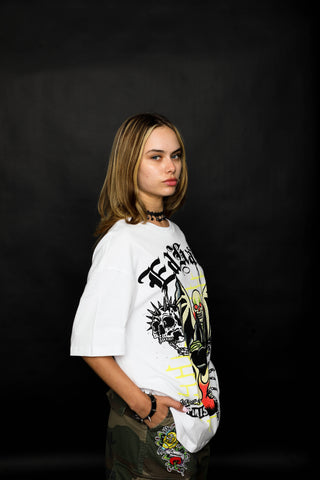 BP x Ed Hardy Rhinestone Miss Me Later Tee White