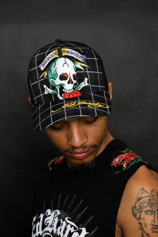 BP x Ed Hardy Wasted Love Plaid Trucker Hat Black