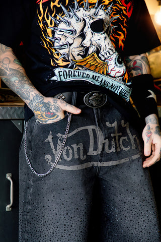 BP x Von Dutch Night Sky Rhinestone Denim Short