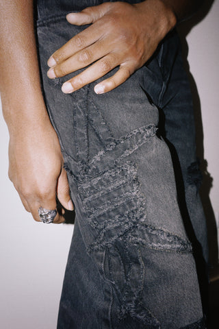Barbed Applique Baggy Denim