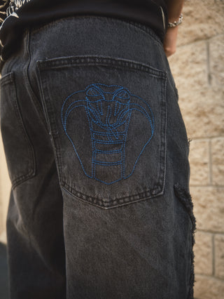 Barbed Applique Baggy Denim