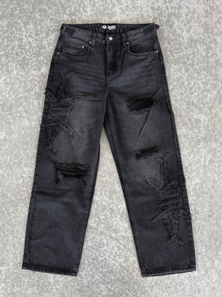 Barbed Applique Baggy Denim