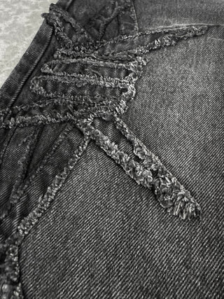 Barbed Applique Baggy Denim