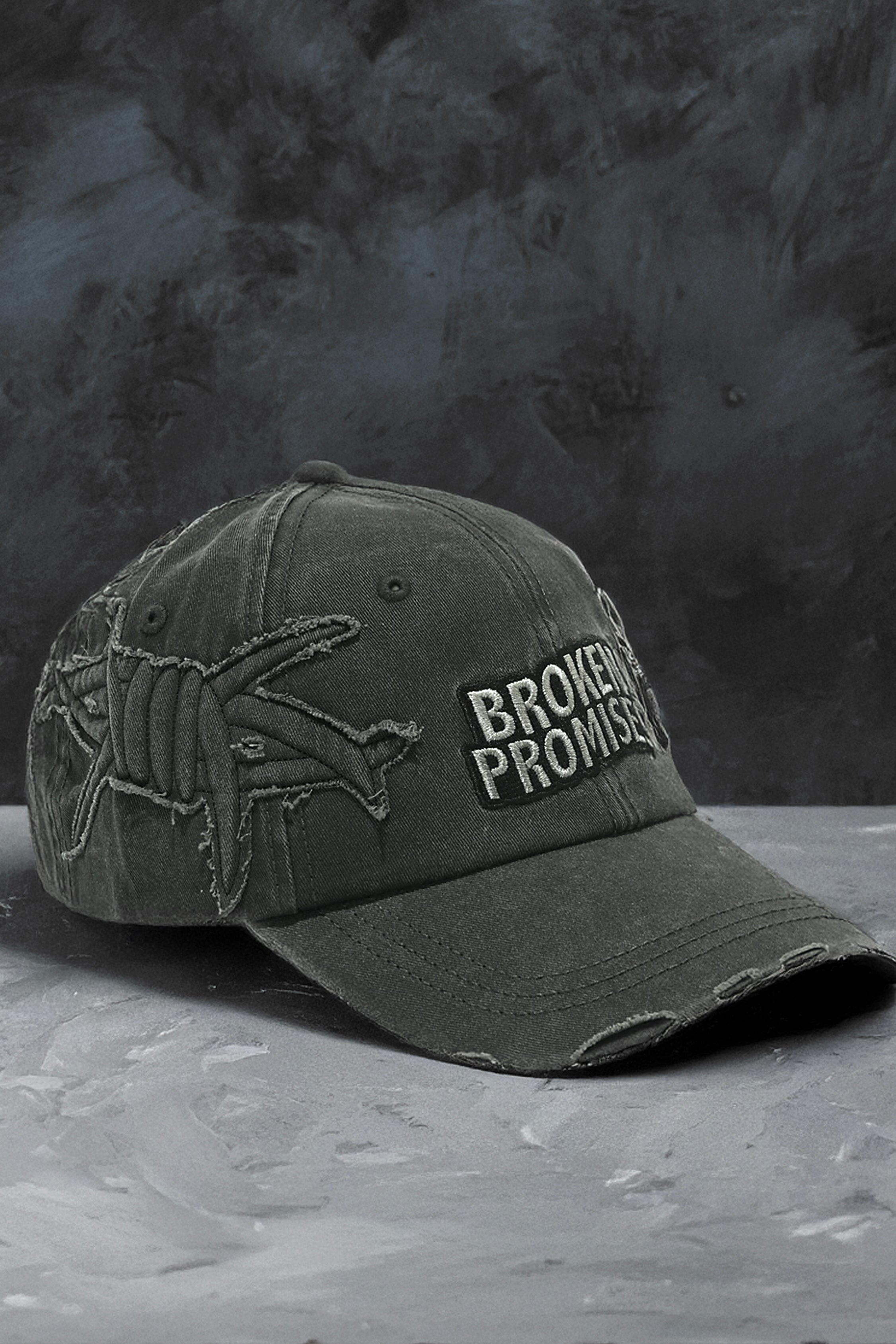 Barbed Applique Distressed Hat