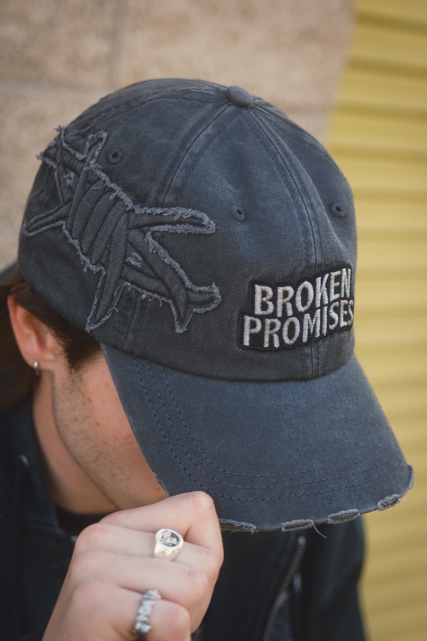 Barbed Applique Distressed Hat
