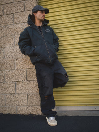 Barbed Applique Hooded Work Jacket