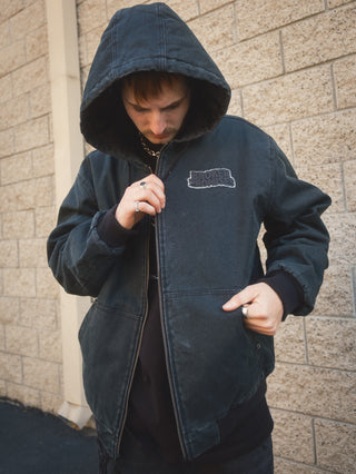 Barbed Applique Hooded Work Jacket