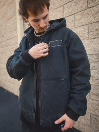 Barbed Applique Hooded Work Jacket