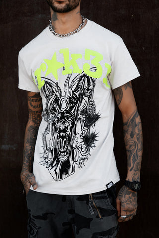 Beware Rhinestone Tee Grey