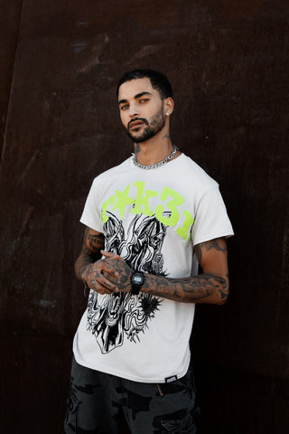 Beware Rhinestone Tee Grey