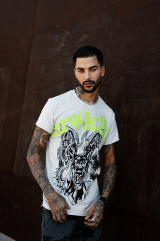 Beware Rhinestone Tee Grey