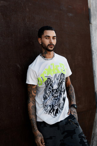 Beware Rhinestone Tee Grey