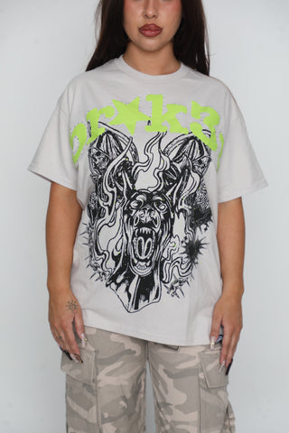 Beware Rhinestone Tee Grey