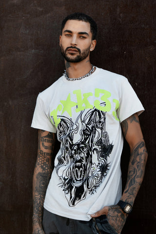 Beware Rhinestone Tee Grey