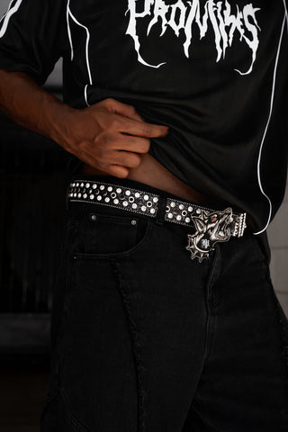 Big Bark Rhinestone Belt Black