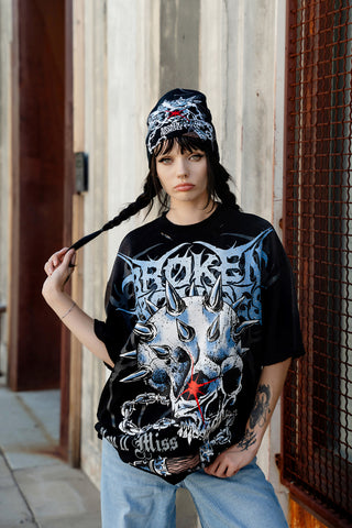 Bludgeon Rhinestoned Distressed Tee