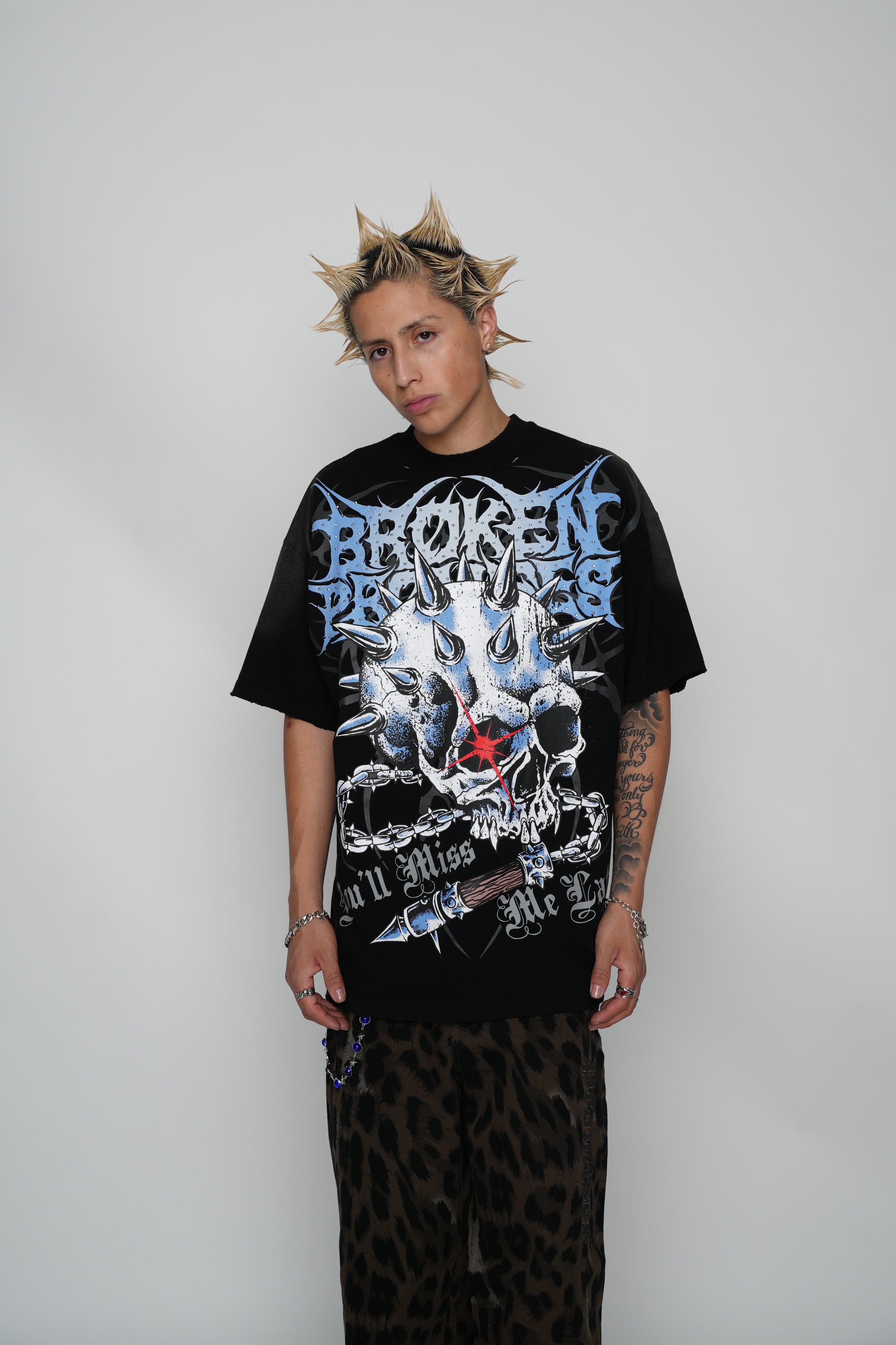 Bludgeon Rhinestoned Distressed Tee