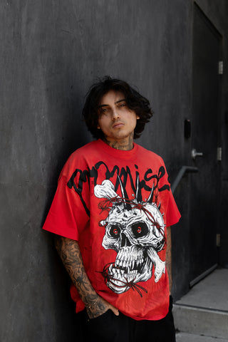 Bone Biter Heavyweight Puff Print Washed Tee Red