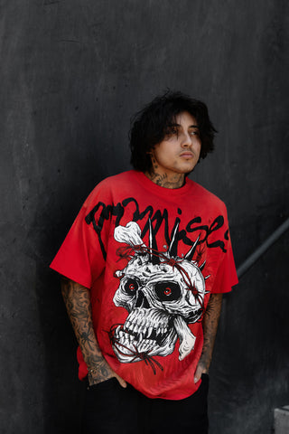 Bone Biter Heavyweight Puff Print Washed Tee Red