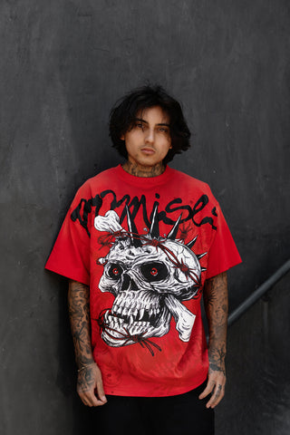 Bone Biter Heavyweight Puff Print Washed Tee Red