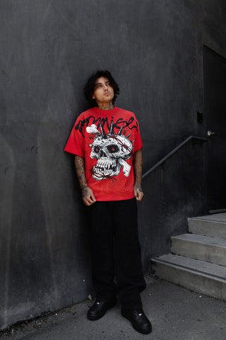 Bone Biter Heavyweight Puff Print Washed Tee Red