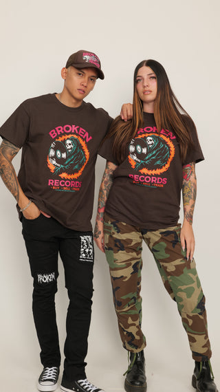 Broken Records Tee Brown