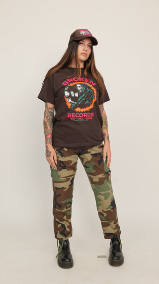 Broken Records Tee Brown