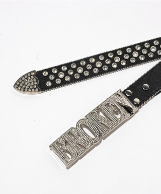 Broken Rhinestone Belt Black