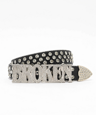 Broken Rhinestone Belt Black