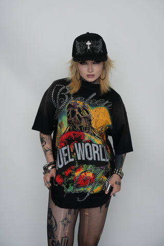 Cruel World Rhinestone Washed Tee